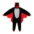 thumbnail image 2 of Ruyang Toddler Kids Bat Hooded Jumpsuit Long Sleeve Plush Onesie with Bat Wing Design Fall Winter Halloween Clothes for Boys Girls, 2 of 4