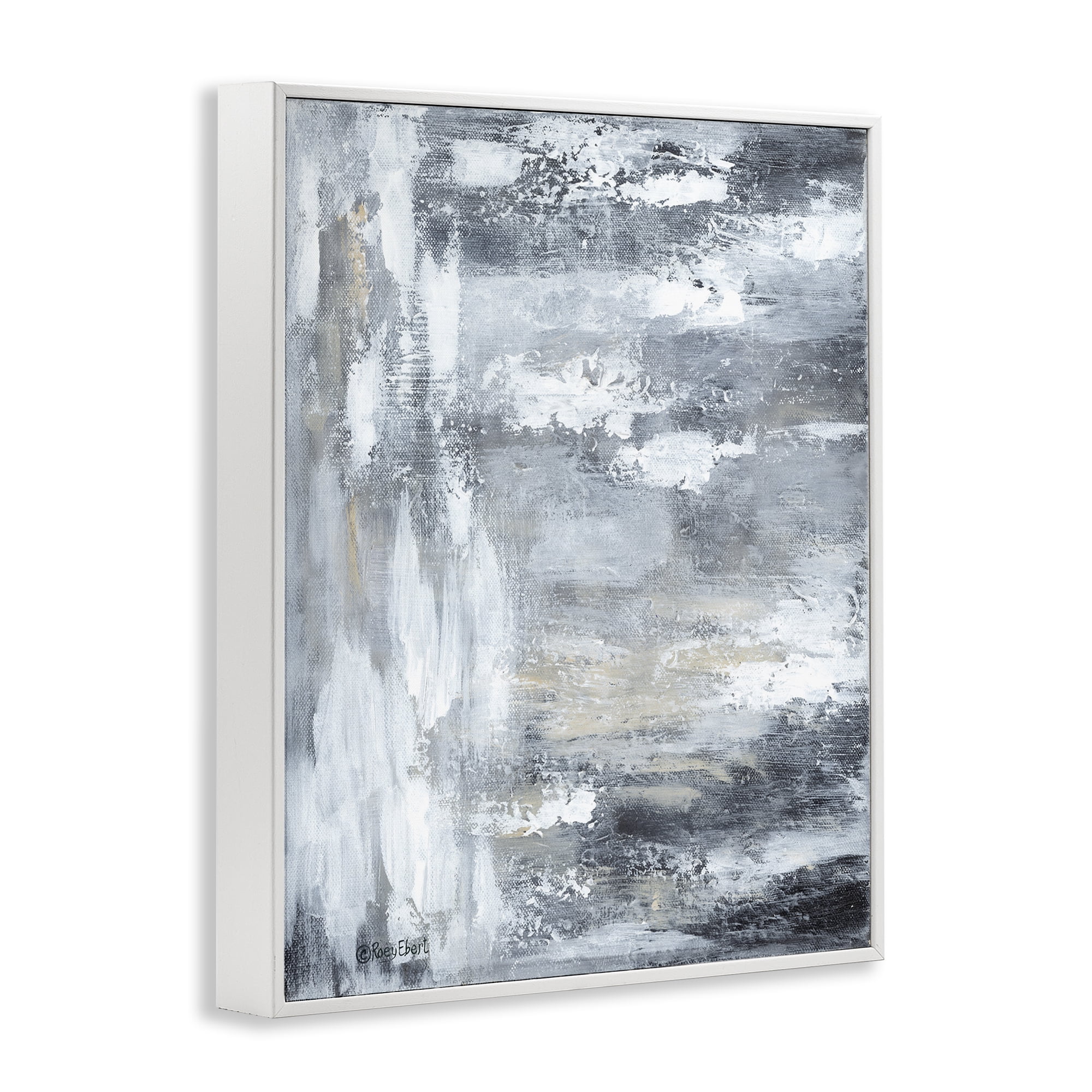 Stupell Industries Grey Brushed Abstraction Abstract Painting White Framed Art Print Wall Art, 16 x 20