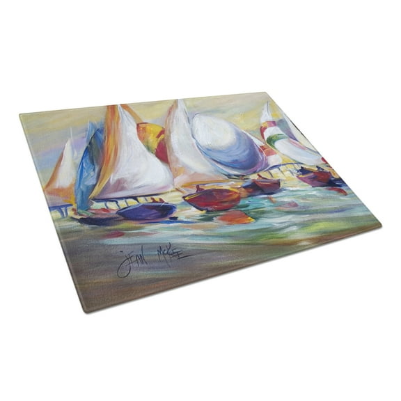 Caroline's Treasures Sailboat Race in Dauphin Island Glass Cutting Board Large