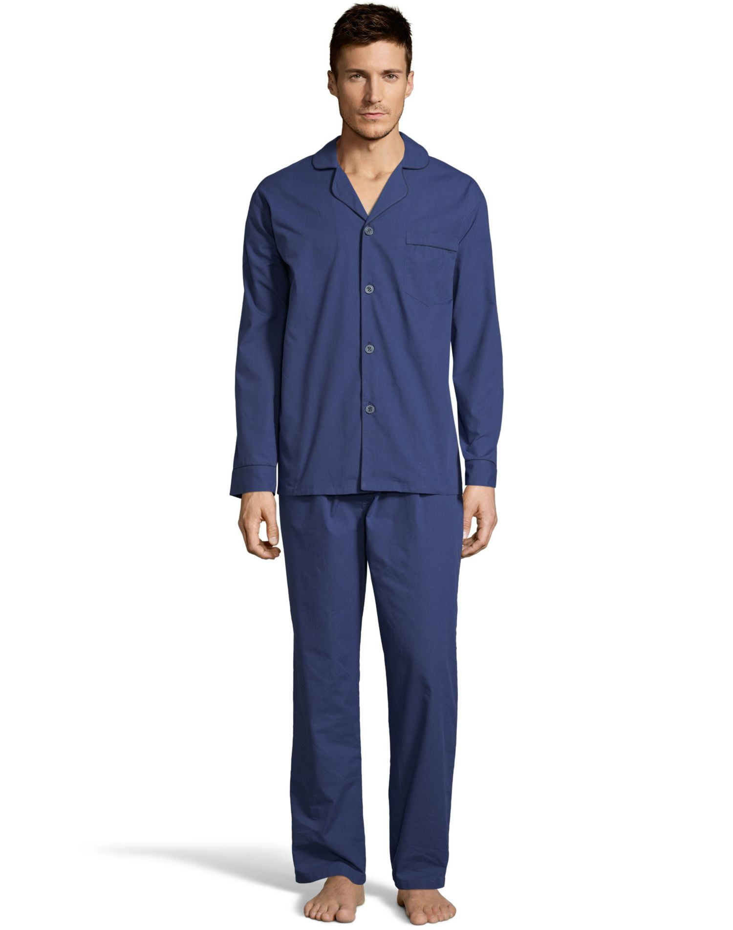 Hanes Mens Woven Pajamas, S, Navy