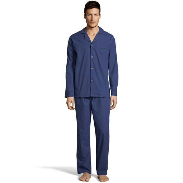 Hanes Mens Woven Pajamas, S, Navy
