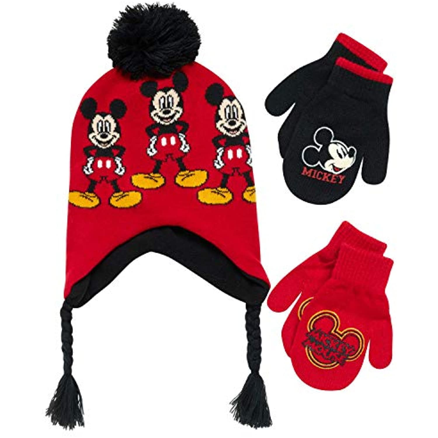 Mickey Mouse Toddler Little Boys Winter Hat & Mitten Set