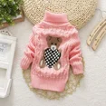 thumbnail image 4 of Children Sweaters Autumn Winter Long Sleeve Cartoon Bear Kids Sweaters Turtleneck Pullover Knitted Sweater for Boys Girls, 4 of 6