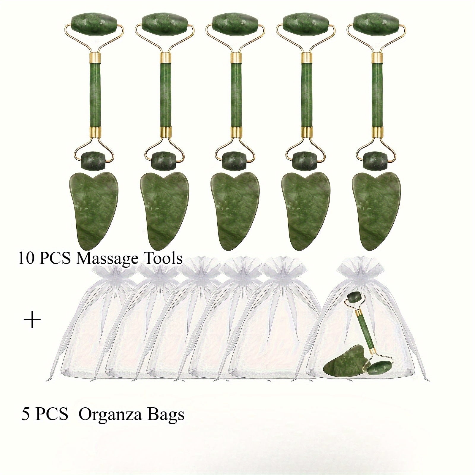 15 Pcs Face Massage Tool Set, Facial Roller and Heart Shape Scraping Tools with Storage Bags, Relaxation Massage Tools for Face and Body, Party Favors Gift Set for Women