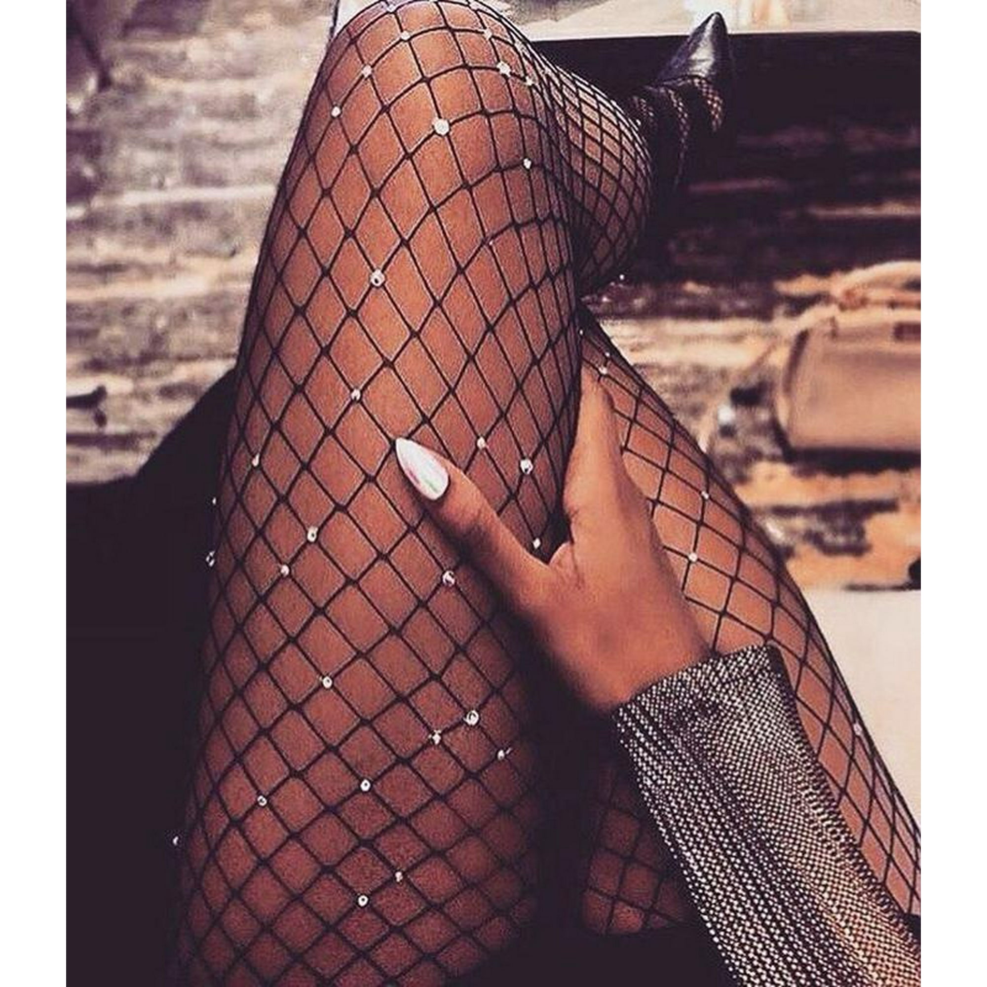 Black sparkle fishnet tights best sale