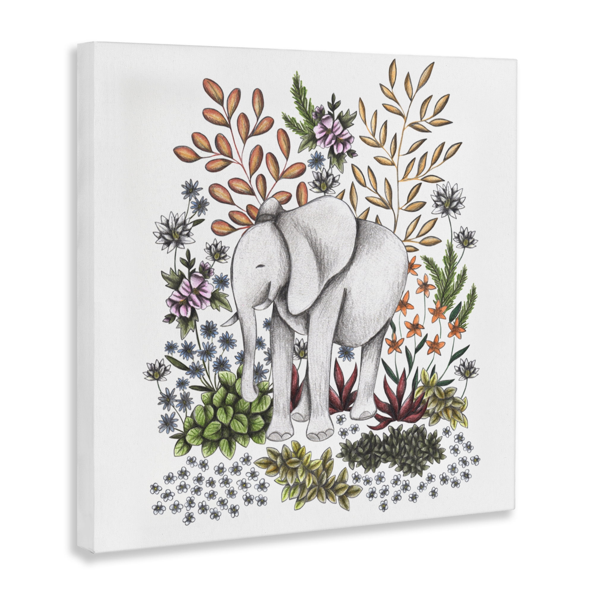 Jungle Wildlife Elephant Canvas Wall Art, design by Cecilia Battaini