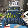 thumbnail image 2 of Tennis Bedding Sets Sport Game Ball Theme Comforter Sets Tennis Room Decor Down Comforter Tennis Sports Comforter Sets Teen Sports Bedding Bed Set 2 Pcs Navy Blue Yellow, 2 of 7