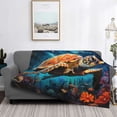 thumbnail image 6 of Throw Blanket for Couch Sofa and Bed, Colorful Flower Sea Turtle Soft Plush Throw Blanket, Fuzzy Cuteness Comfy Warm Washable Flannel Blanket Throws for All Season, 6 of 8