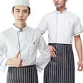 thumbnail image 1 of 2-Pack Unisex Chef Jacket Color Piping Chef Coat Lightweight Kitchen Working Chef Uniform, 1 of 1