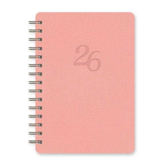 Orange Circle Studio Corporation, Coral Pink Agatha 2026 Planner, 5.75'' X 8.25'', Weekly Calendar with Wire-O Binding