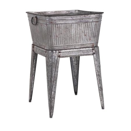 32 Rustic Silver Galvanized Metal Outdoor Patio Garden Flower 32 Rustic Silver Galvanized Metal Outdoor Patio Garden Flower Planter Tub With Handles On Stand
