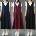 thumbnail image 4 of Vestido sin mangas de mujer vintage, vestido holgado suelto de verano con cuello en V Romacci Vestido, 4 of 7
