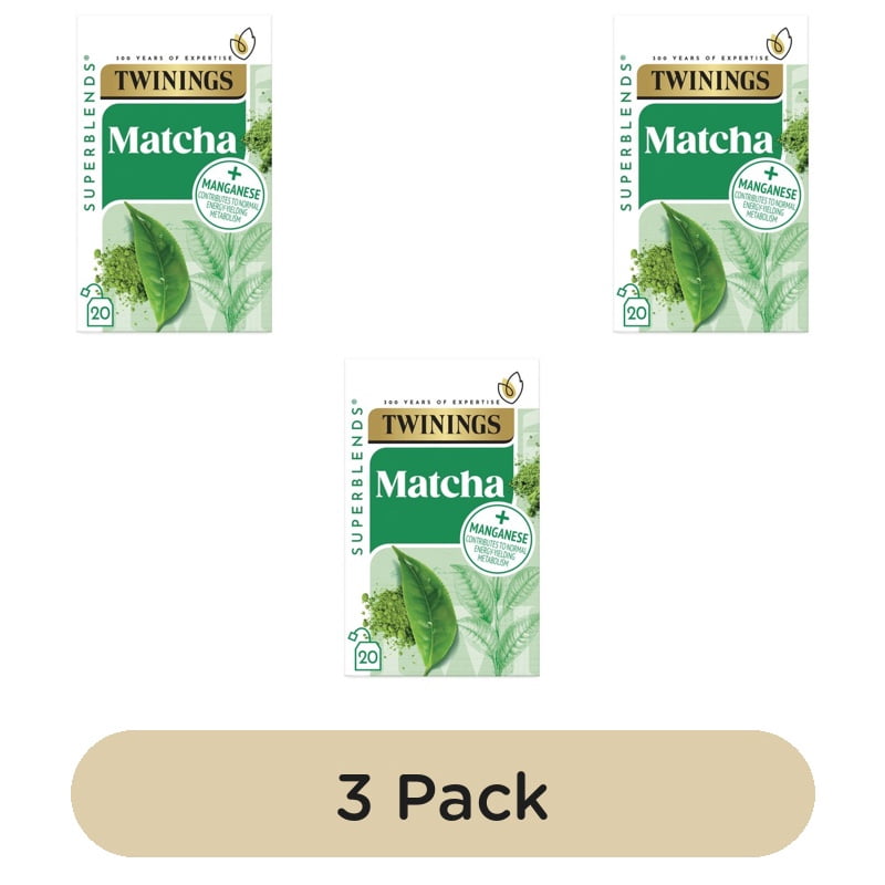 Twinings Superblends Super Green Matcha, 20 Tea Bags 20's, British Import (Pack of 3)
