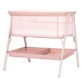 thumbnail image 7 of Baby Bassinet, Bedside Bassinet for Baby, Bassinet Bedside Sleeper with Mattress, Storage Basket and 4 Auto-Lock Wheels, Full-Mesh Sides, Bedside Crib for Newborn,Pink, 7 of 7