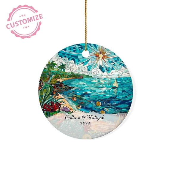 Lazaofficial Personalized Ornaments With Names, Cayman Island Christmas Ornament, Couple Ornament, Travel Ornament, Travel Ornaments For Christmas Tree