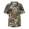 thumbnail image 2 of Domuza Mens Scrubs Top Plus Size Short Sleeve V-Neck Working Uniform Camo Printed Stretch T Shirts Comfort Soft Caregiver Tops with Pockets Gray XXXXL, 2 of 4