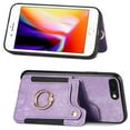 thumbnail image 2 of Nalacover For iPhone 7 Plus/8 Plus Case Ring Holder Kickstand with Credit Card Holder, Back Flip Premium Leather Magnetic Clasp Removable Wirst Hand Strap Cover For iPhone 7 Plus/8 Plus, Purple, 2 of 8
