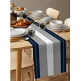thumbnail image 6 of nqOlkjepod Navy Blue Grey Stripe Table Runner 48 Inches Long Farmhouse Dress Scarves, Modern Art Horizontal Striped Dining Tablerunner for Coffee Table/Kitchen Island/Party Décor, 13" x 48", 6 of 8