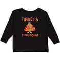 thumbnail image 3 of Inktastic Turkey and Touchdowns Cute Thanksgiving Football Design Boys or Girls Long Sleeve Toddler T-Shirt, 3 of 5