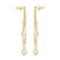 thumbnail image 3 of Time and Tru Women's Gold Tone Linear Earrings with Faux Pearl Accent, 3 of 5