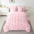 thumbnail image 2 of jejeloiu Ribbon Bow Tie 7pcs Bedding Comforter Set,Cute Bowknot Princess Dress Queen Bedding Sets,Pink Bowtie Queen Sheet Sets For Girls Teens,Luxury Bedroom Decor Reversible, 2 of 8