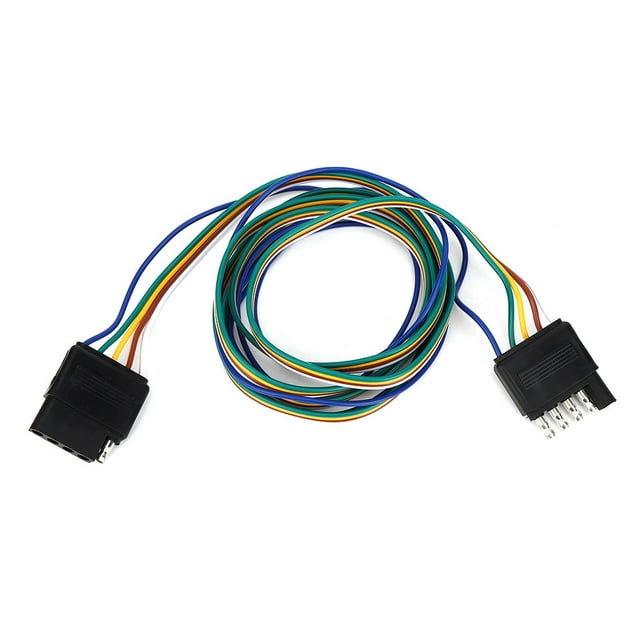 Akozon Trailer Connector, US Type Vehicle-Side And Trailer-Side 5-Pin Flat Wiring Harness With 72-Inch Wiring Harness Extension For RV Trailer