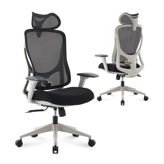 Nouhaus Apertura Ergonomic High Back Office Chair, Mesh Desk Chair with 3D Armrests and Dynamic Lumbar Support, Gray