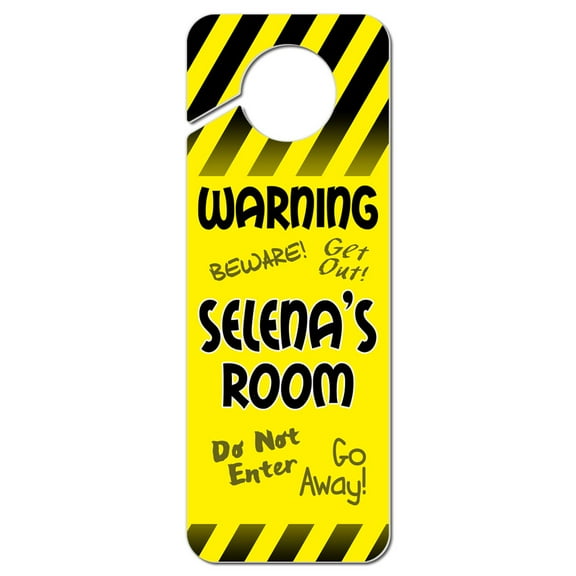 Selena Female Name Do Not Disturb Plastic Door Knob Hanger Warning Room Sign - Yellow