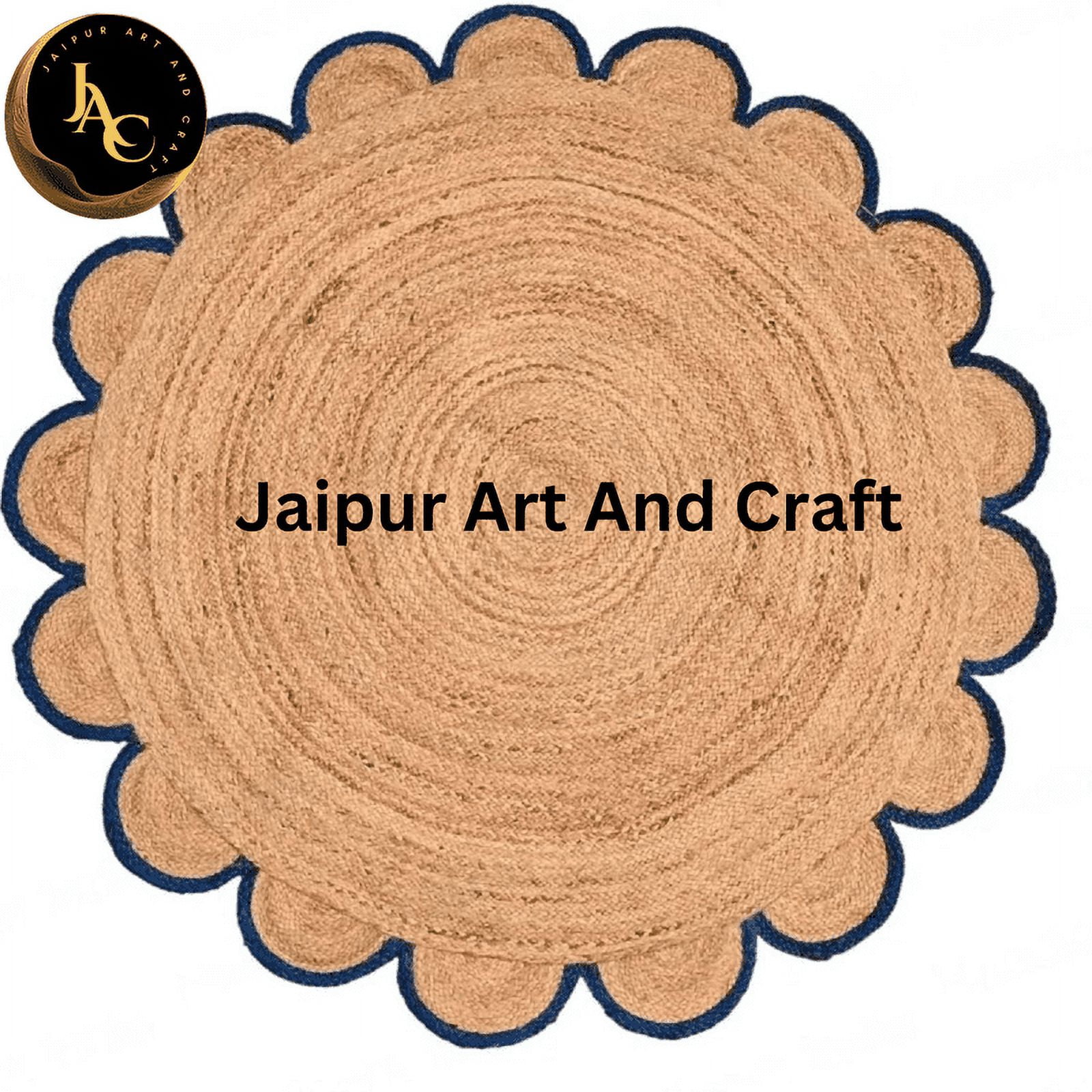 Jaipur Art And Craft Round Brown Jute Area Rug Indian Natural Handmade Home Décor Bohemian Design (4x4 Sq Ft)