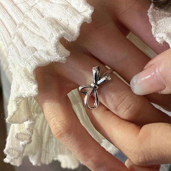 Bow Ring for Women Dainty Gold Bowknot Rings Pink Bow Ribbon Ring Promise Rings for Women
