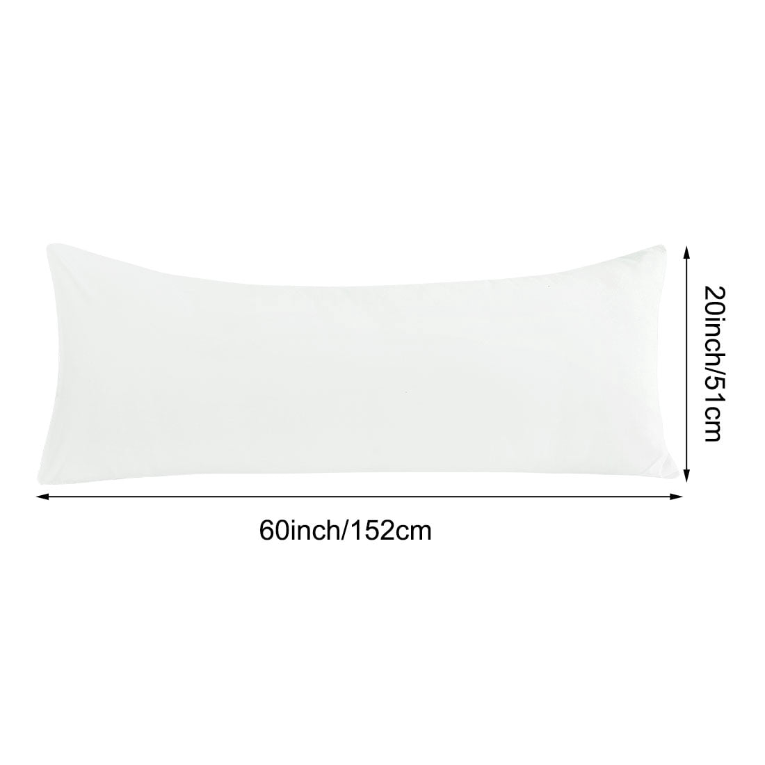 Unique Bargains Microfiber Solid Body Pillow Cover, 20" x 60", White