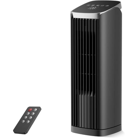 Tower Fan for Bedroom, 13" Tower Fan with Remote, 4 Modes 4 Speeds Max 24ft/, 70 ° Oscillating Desk Fan, Led Display, 12Timer,13" Bladeless Portable Fan, Cooling Fans for Home 1