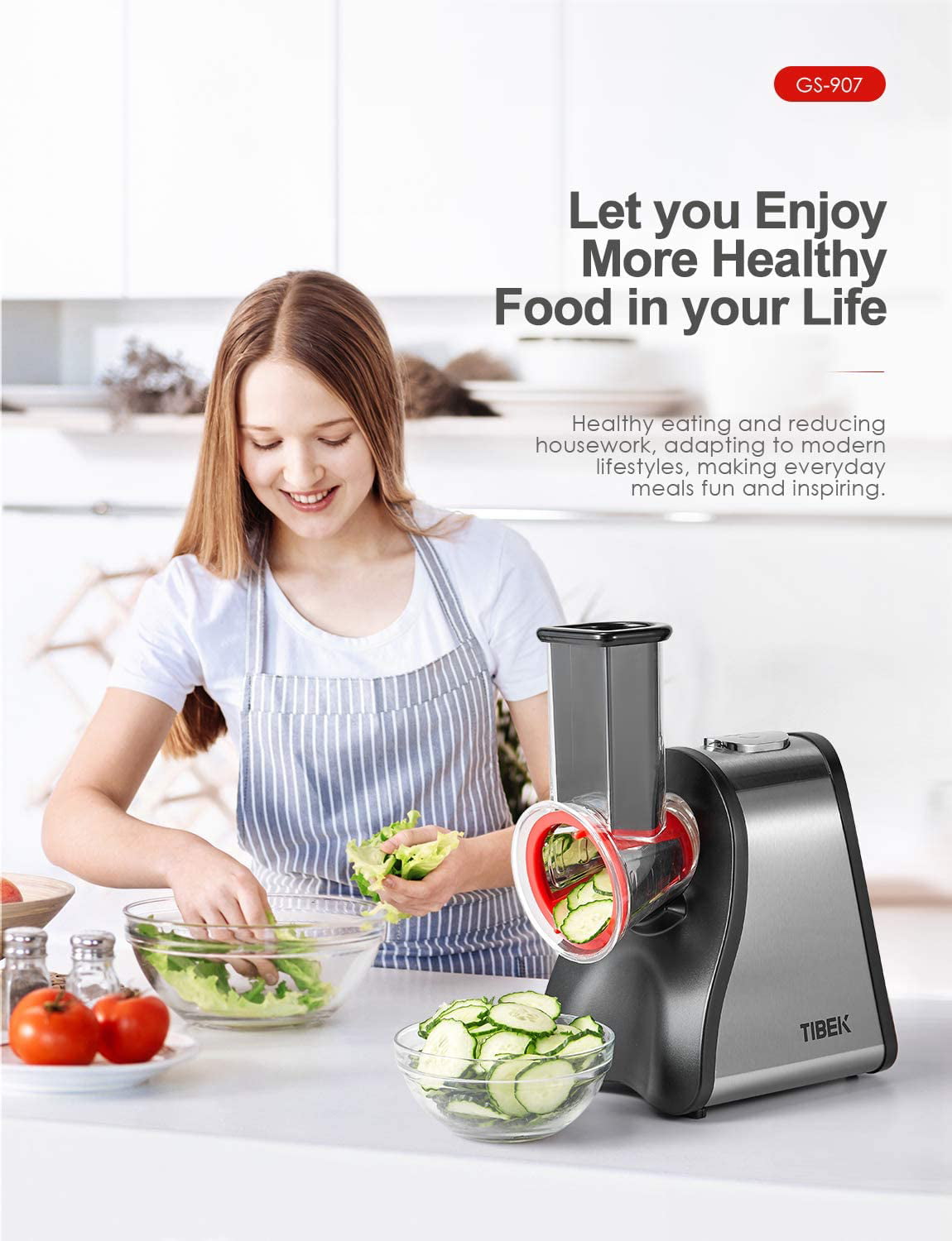  FOHERE Electric Cheese Grater Salad Maker, Electric