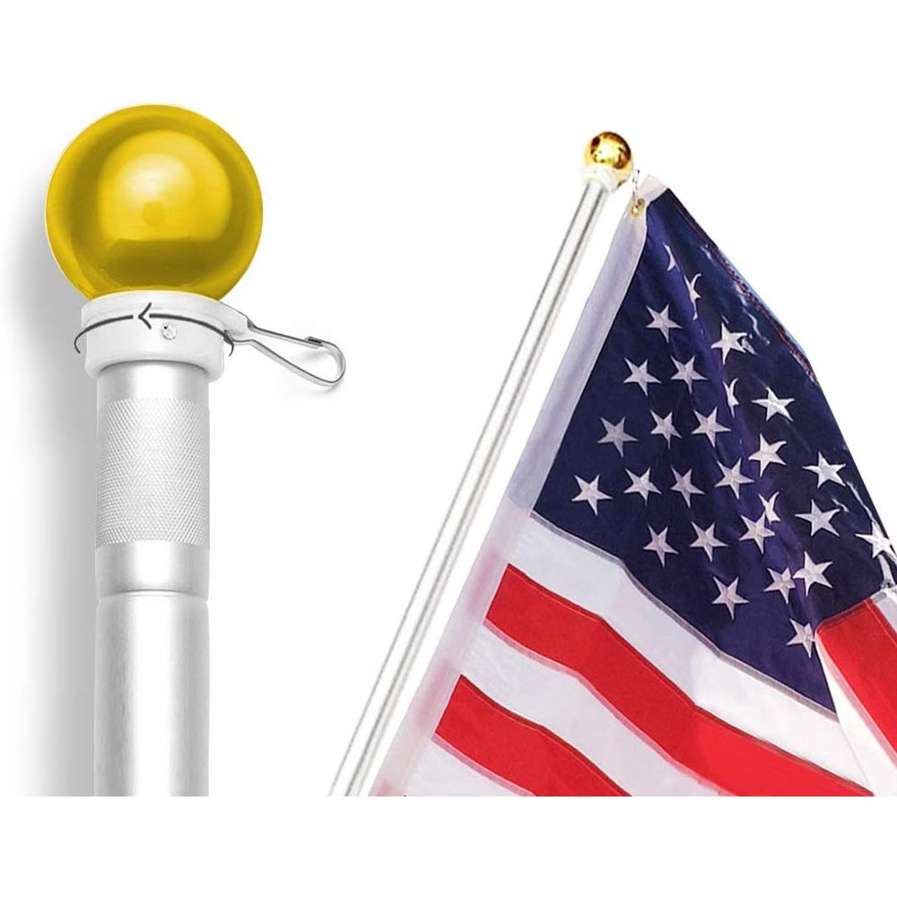 Anley 5 Feet Wall Mount Flagpole, Aluminum Flag Pole with Rotating