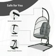 thumbnail image 6 of Gymax Hanging Hammock Egg Chair Patio Rattan Swing Chair w/ Stand & Grey Cushions, 6 of 9
