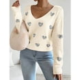thumbnail image 2 of Women Sweaters Crewneck Cute Heart Valentine's Day Long Sleeve Knitted Sweaters Winter Pullover Sweaters Alsol Lamesa, 2 of 6