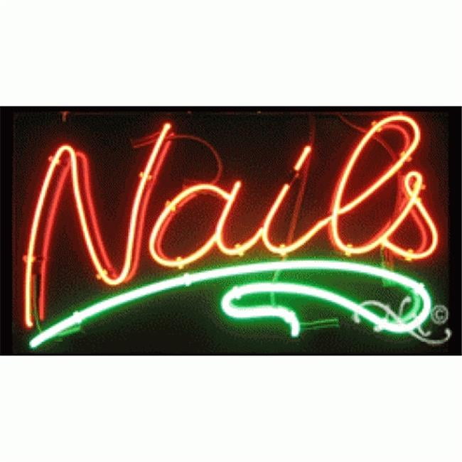 Arter Neon 10345 Business Neon Sign - Nails Underline, Red & Green ...
