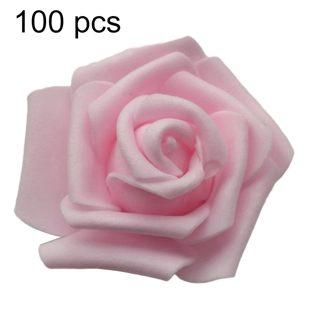 25-50 Pcs Foam Artificial Rose Heads Flowers W/Stem Wedding Bride Bouquet Decors 