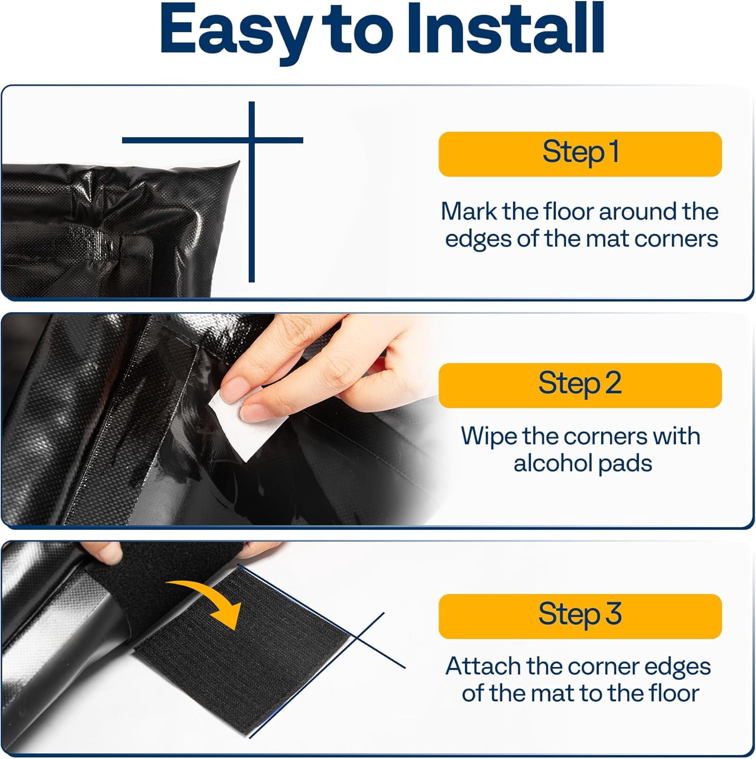 SPECSTAR Containment Mat (7'9" x 16') with Stay Put Corner, PVC Garage Floor Mats, Heavy Duty Garage Parking Mat with a Squeegee,Black