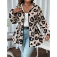 thumbnail image 2 of Mengpipi Women’s Plus Size Jackets Fall Spring Long Sleeve Hooded Drawstring Waist Zip Front Leopard Print Relaxed Fit Casual Lightweight Outerwear Coat 1X-5X, 2 of 7