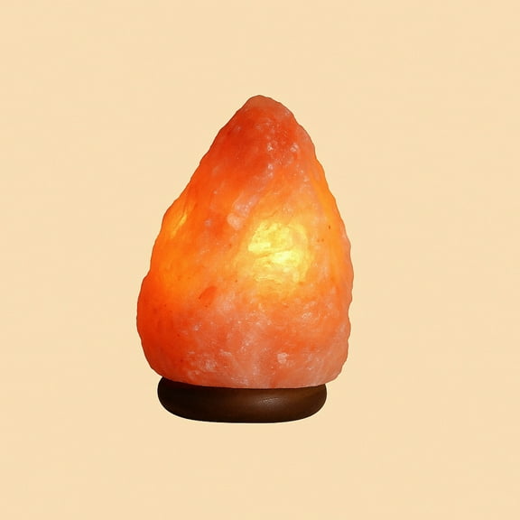 Lomi Himalayan Salt Lamp with Relaxing Ambient LED Light and Wood Base, USB Powered