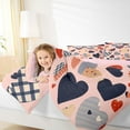 thumbnail image 4 of Feelyou Buffalo Love Heart Full Size Comforter Sets, Dreamy Cartoon Bedding Comforter Set, Modern Fashion Stripes Reversible Bedding Sets, Microfiber Bedroom Decor, 3pcs, 4 of 8