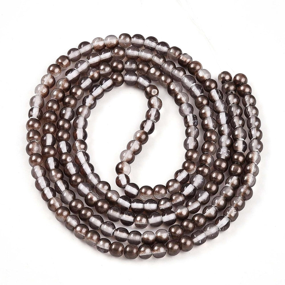 20strands Baking Painted Transparent Glass Beads Strands Round Two Tone Saddle Brown 4~5mm Hole: 0.7mm about 186~193pcs/strand 29.53~31.10 inch(75~79cm)