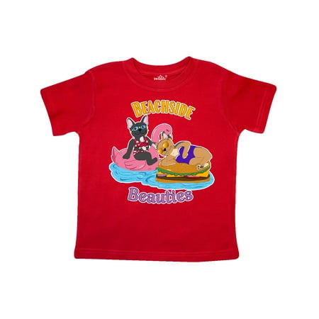 

Inktastic Cute French Bulldogs On Pool Floaties Beach side Beauties Gift Toddler Boy or Toddler Girl T-Shirt