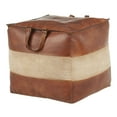 thumbnail image 3 of Cobbler Industrial Pouf in Brown Leather & Tan Canvas by, 3 of 5