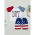 thumbnail image 2 of Binpure allshope Baby Boys Summer Outfits,Casual Short Sleeve T-shirt + Elastic Star Stripe Shorts Set for 0 - 3 Years, 2 of 6
