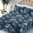 thumbnail image 3 of Ambesonne Floral Fitted & Flat Sheet with Shams 4 Pcs Set, Nostalgia Art Peony Flowers, Calking, Dark Slate Blue, 3 of 5