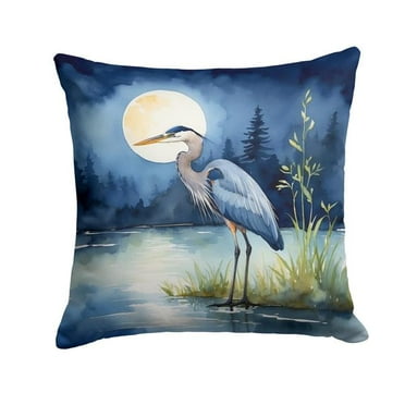 Carolines Treasures DAC7493PW1818 18 x 18 in. Blue Heron Under the Moonlight Throw Pillow