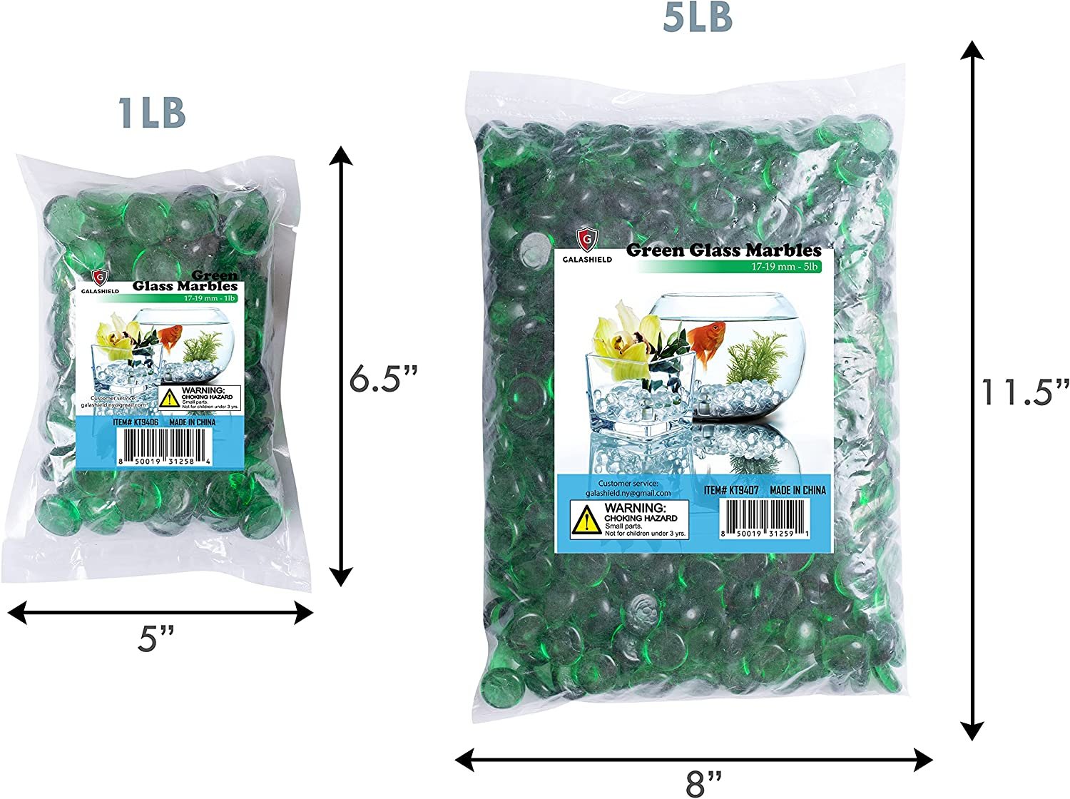 Galashield Green Flat Glass Marbles for Vases Glass Gems Beads Pebbles Vase Filler 5 LBS, Approx. 450 PCS - image 5 of 6