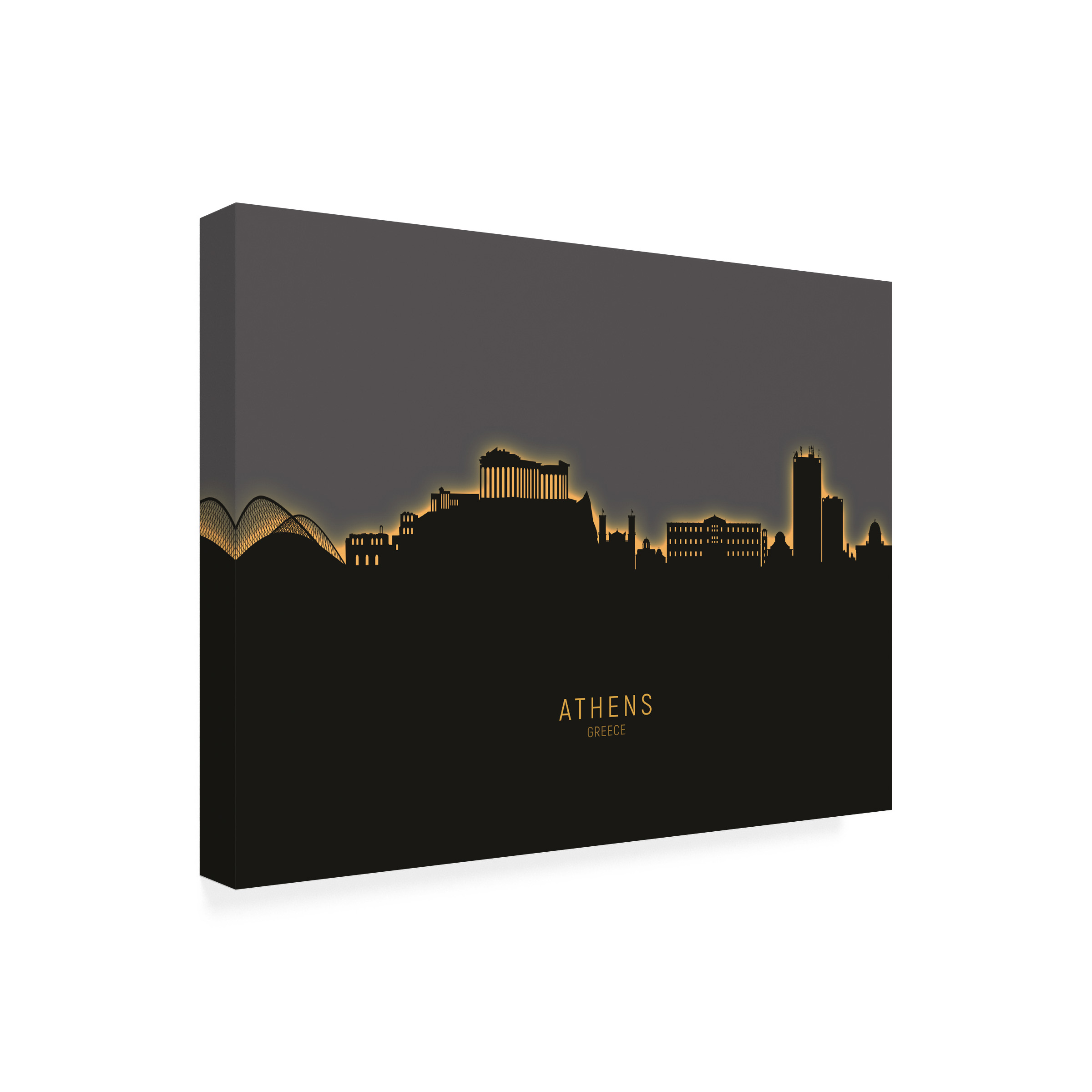 Michael Tompsett 'Athens Greece Skyline Glow II' Canvas Art